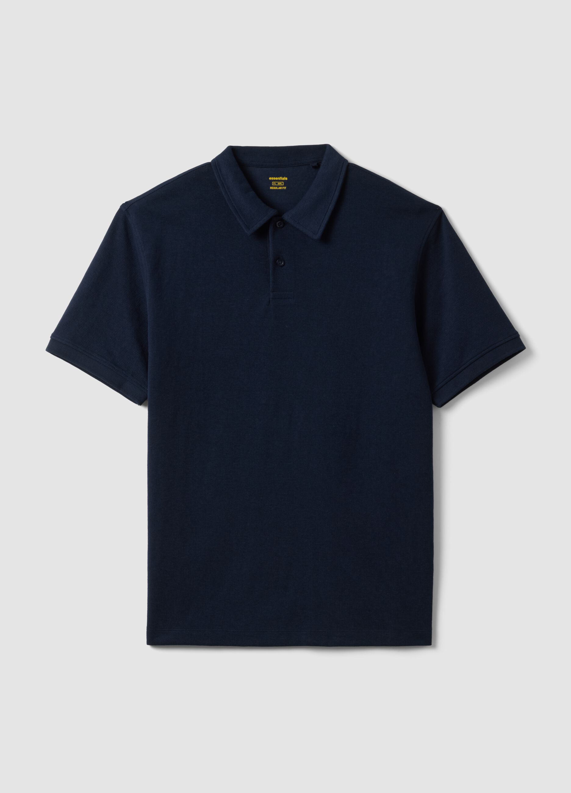 Regular fit blue stretch cotton polo