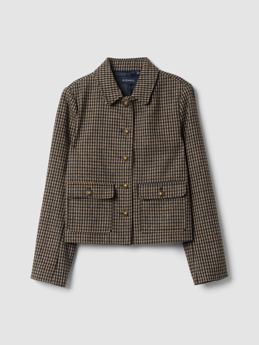Multicolour checked wool-viscose blend blazer_4