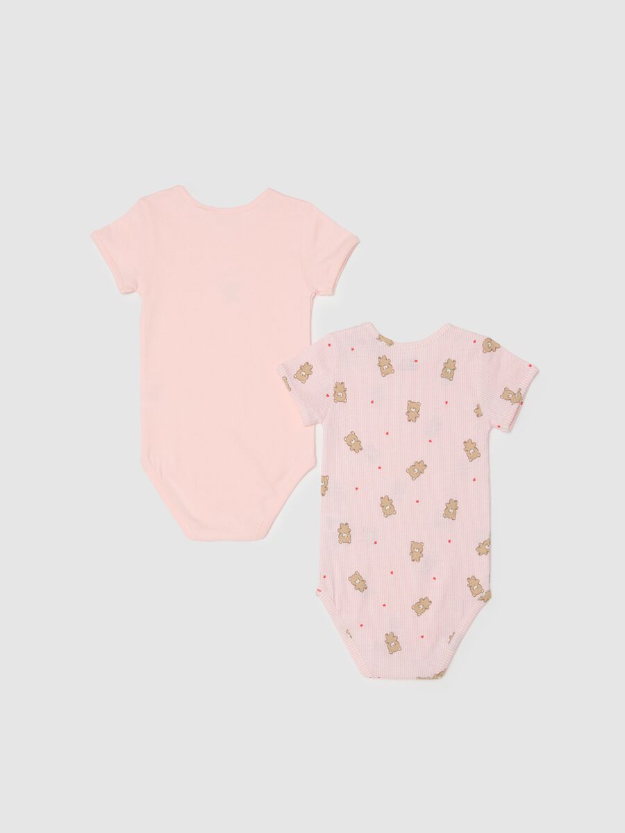 Bipack body in puro cotone rosa da neonata con stampe di orsetti_1