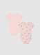 Bipack body in puro cotone rosa da neonata con stampe di orsetti_1
