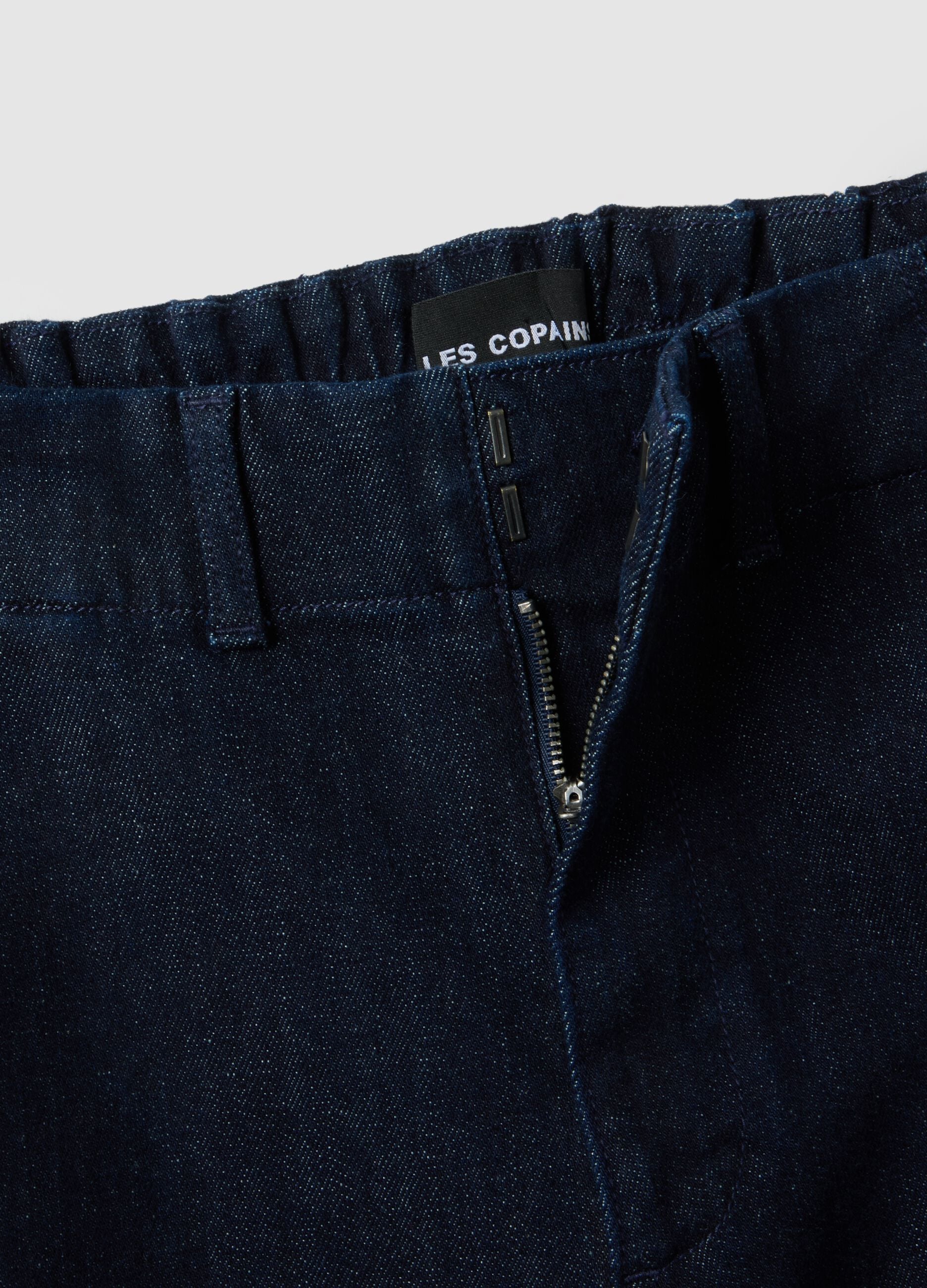 Blue stretch cotton wide leg trousers