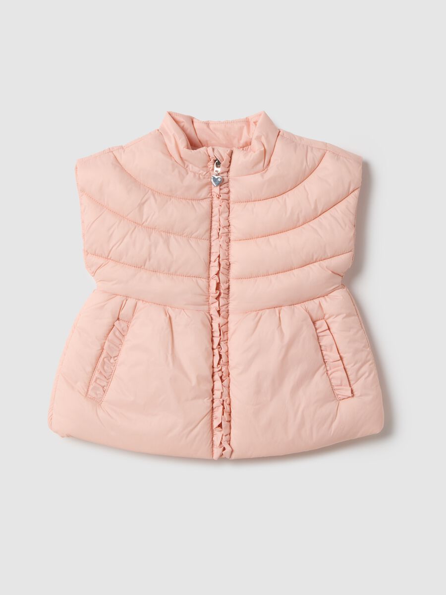 Pink padded vest for little girl with regular fit_0