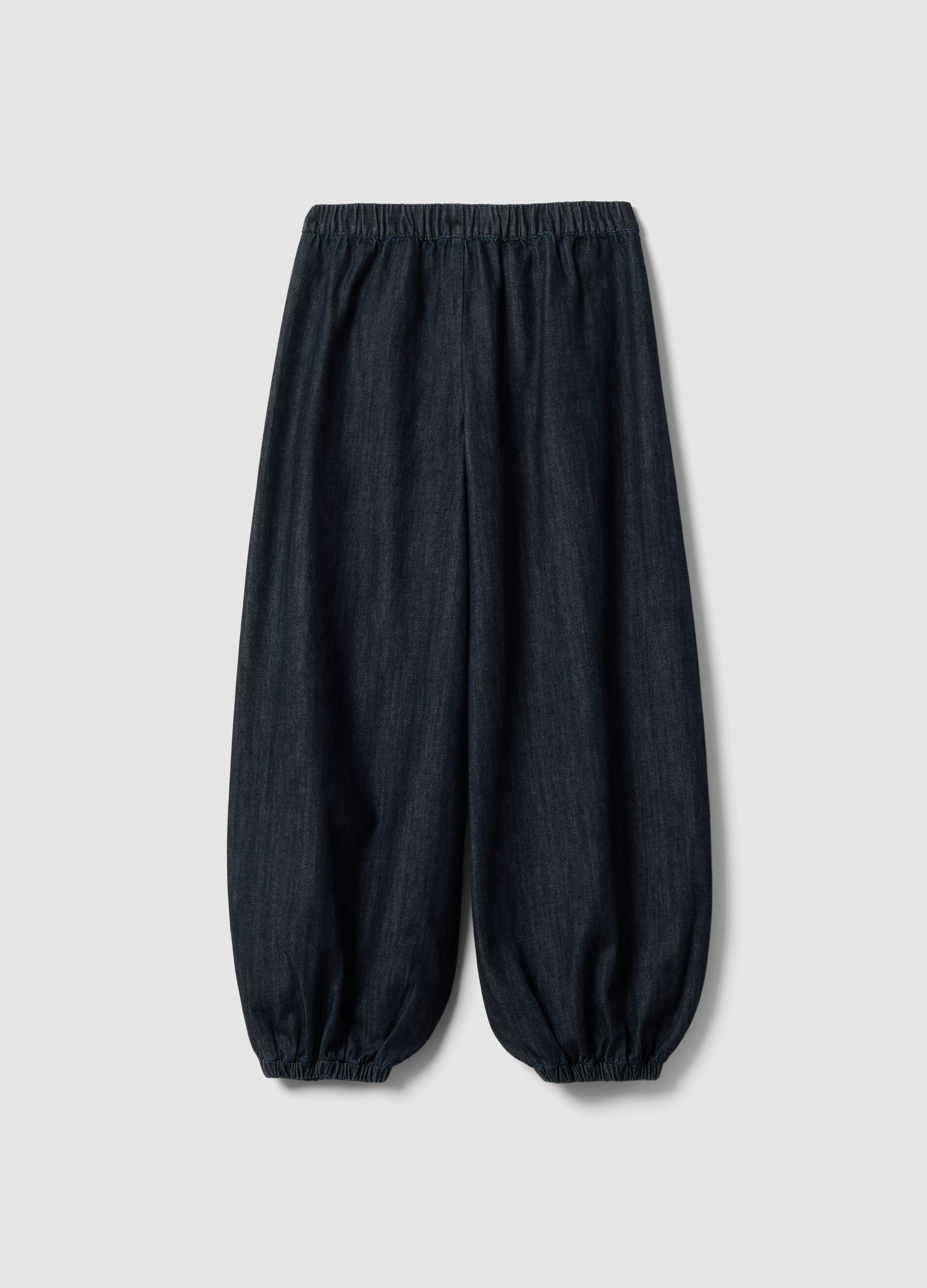 Blue pure cotton balloon-fit denim jeans