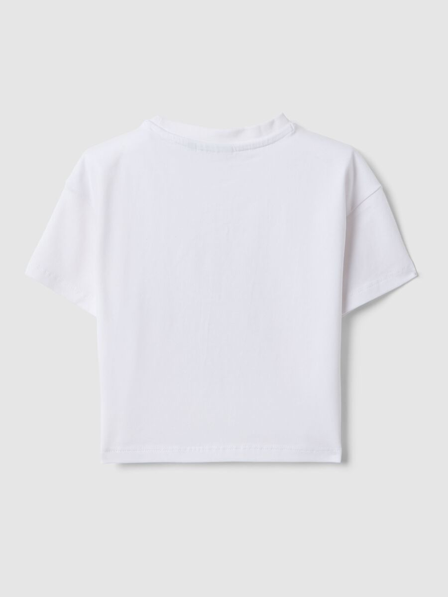 T-shirt in cotone elasticizzato bianca da bambina boxy fit Brooklyn_1