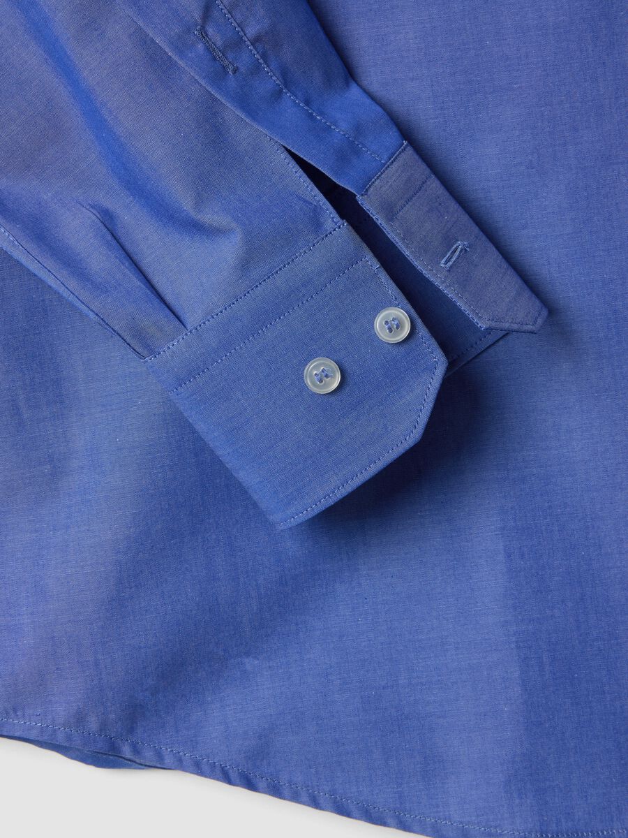Camicia a maniche lunghe in puro cotone blu regular fit_5