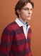 Red pure cotton striped long-sleeve rugby polo, regular fit_3