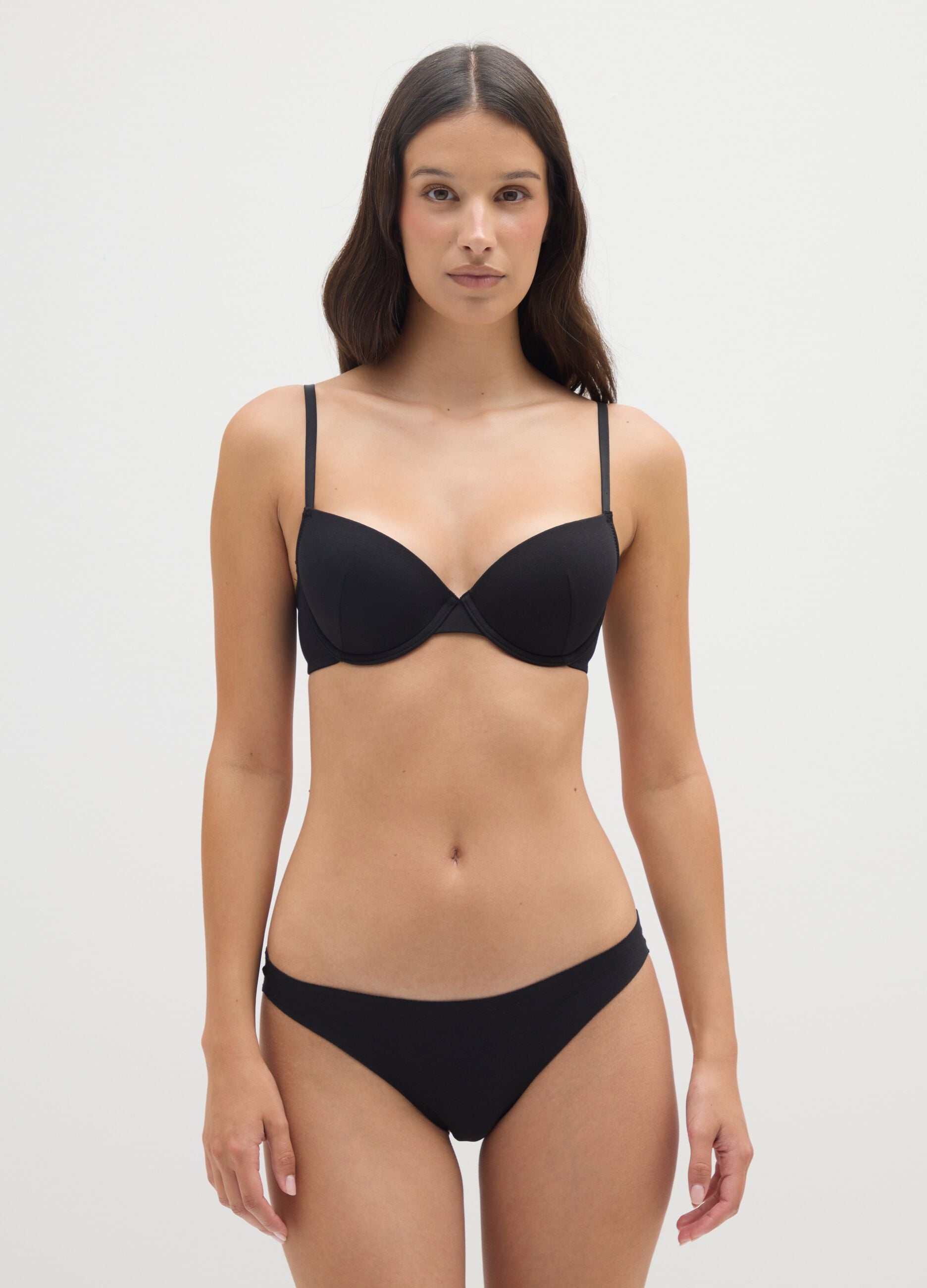 Women's Black Padded Cotton Blend Bra
