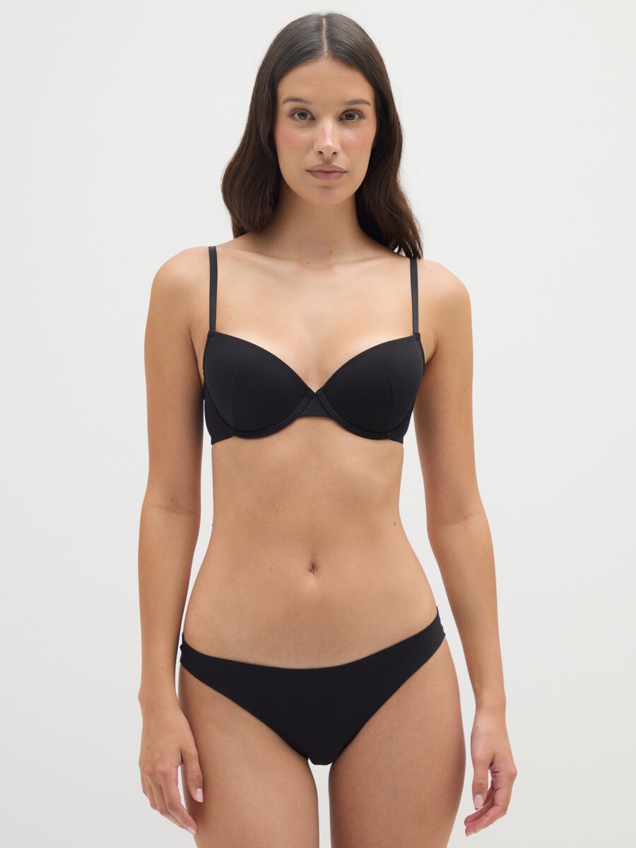 Women's Black Padded Cotton Blend Bra_1