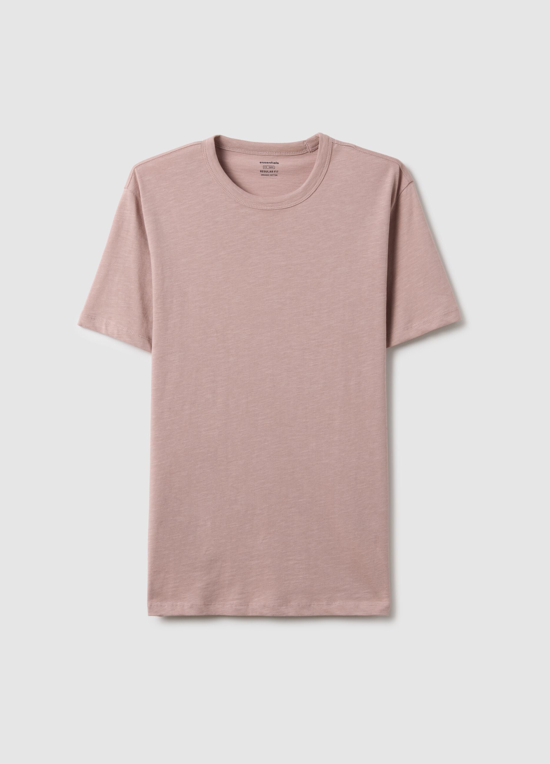 Regular fit pink short-sleeved pure cotton T-shirt
