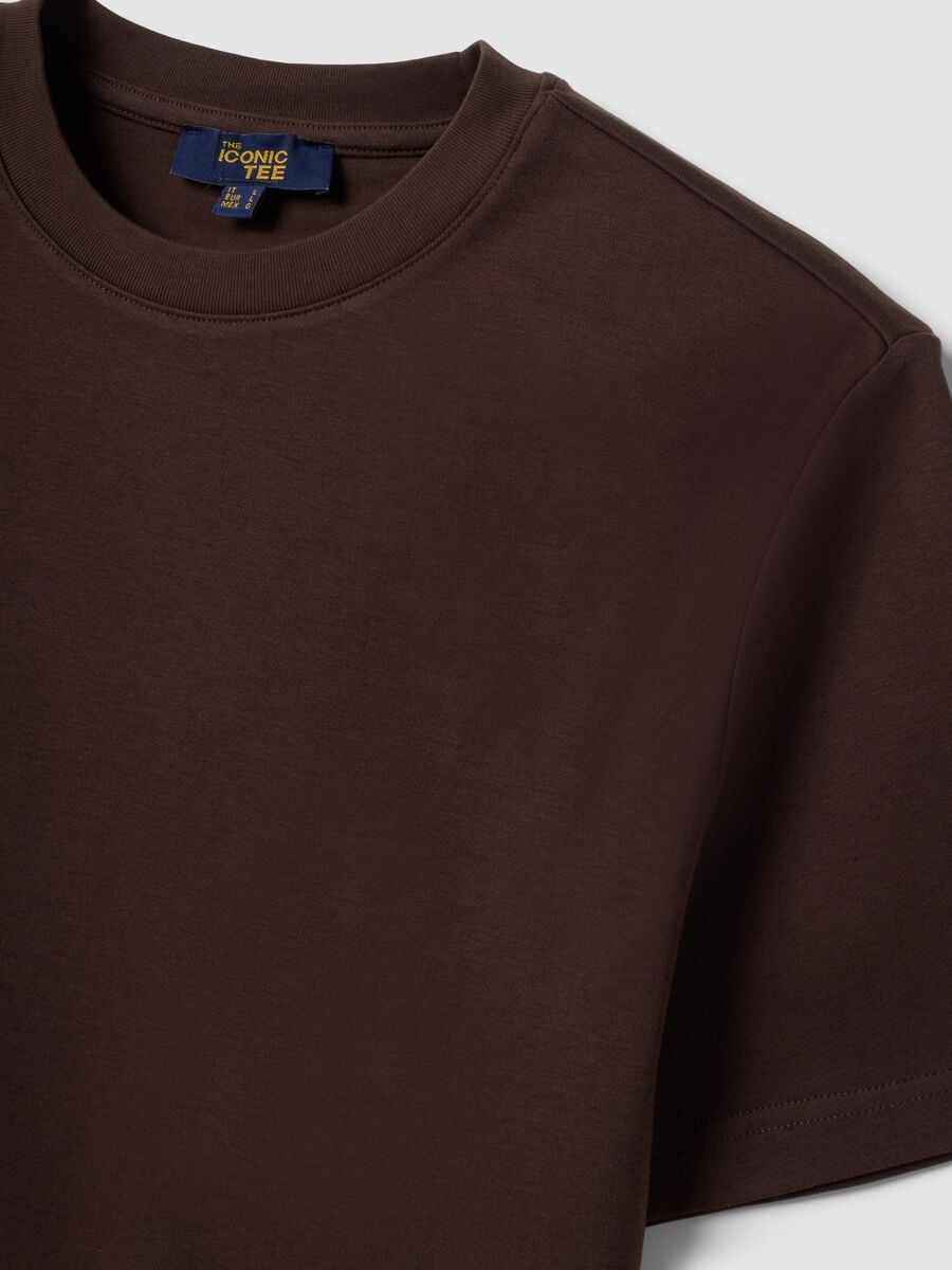The Iconic Tee brown pure cotton short-sleeved regular-fit T-shirt_6
