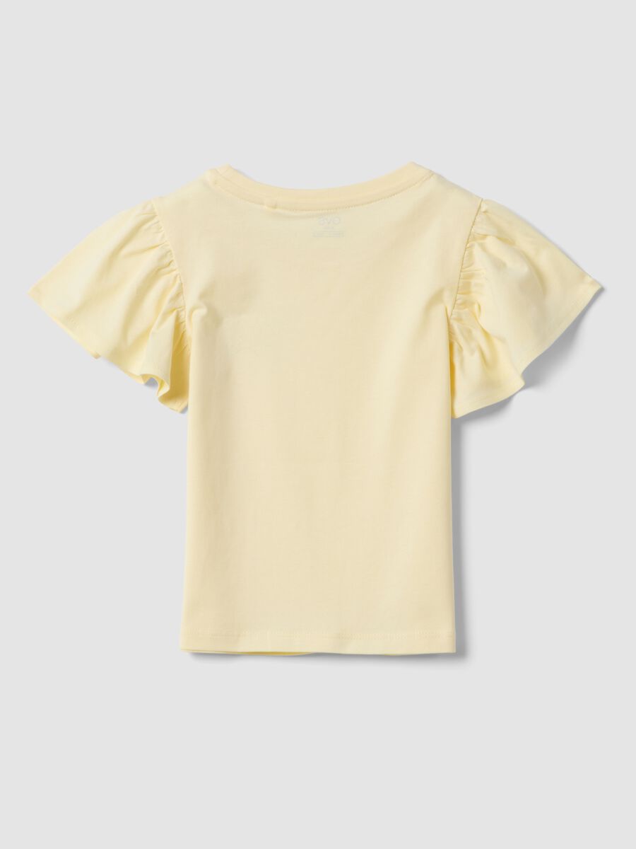 Girls&rsquo; yellow pure cotton regular-fit T-shirt with star_1