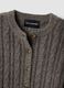 Grey cable-knit wool-blend cardigan_1