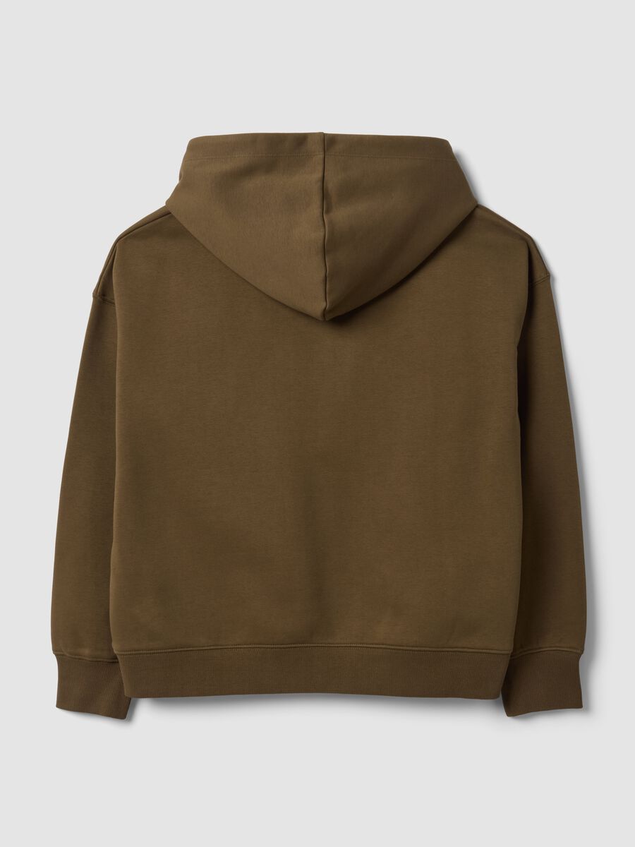 Felpa verde in misto cotone con cappuccio regular fit_1