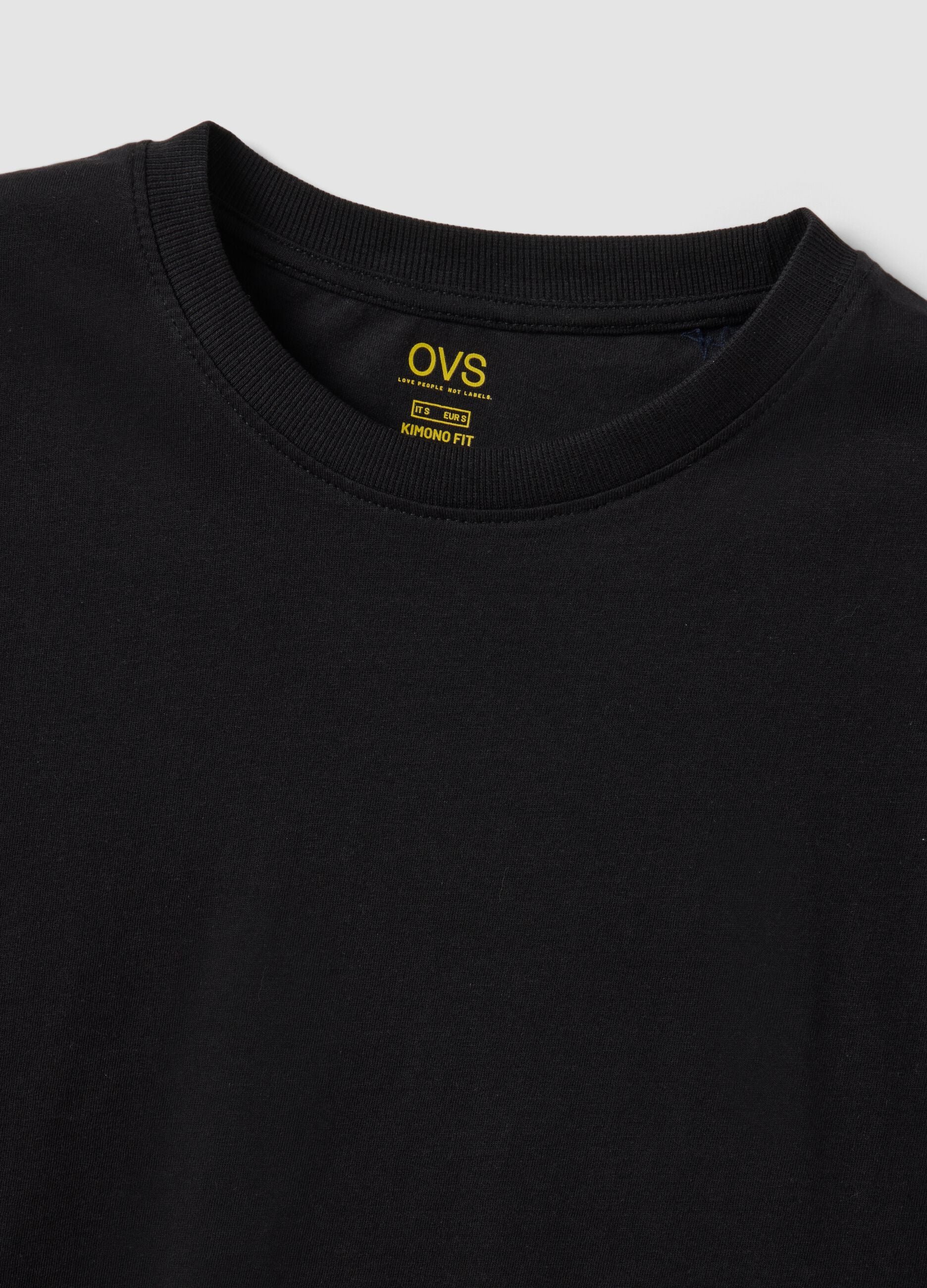 Black fitted short-sleeve pure cotton T-shirt