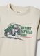 T-shirt in puro cotone beige regular fit per bambino con stampa_2