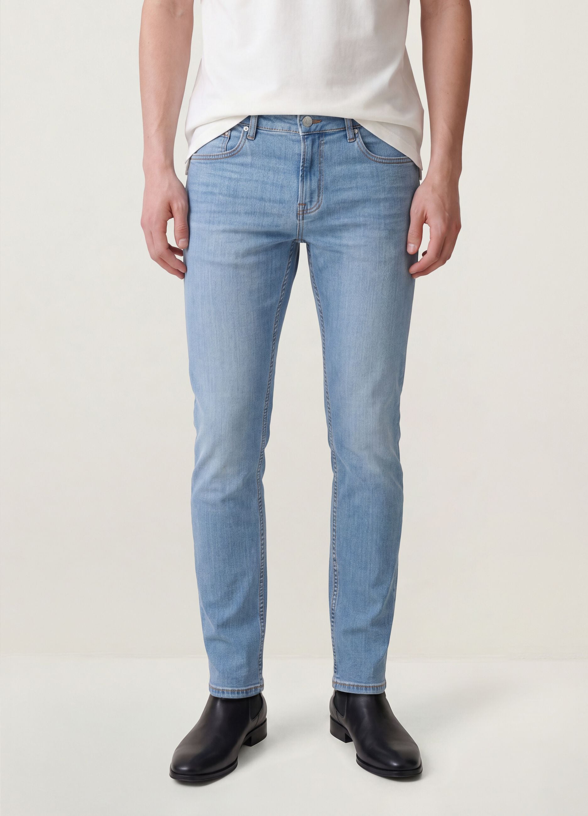 Light blue skinny stretch-cotton jeans