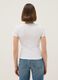 White regular fit deep V stretch cotton T-shirt_2
