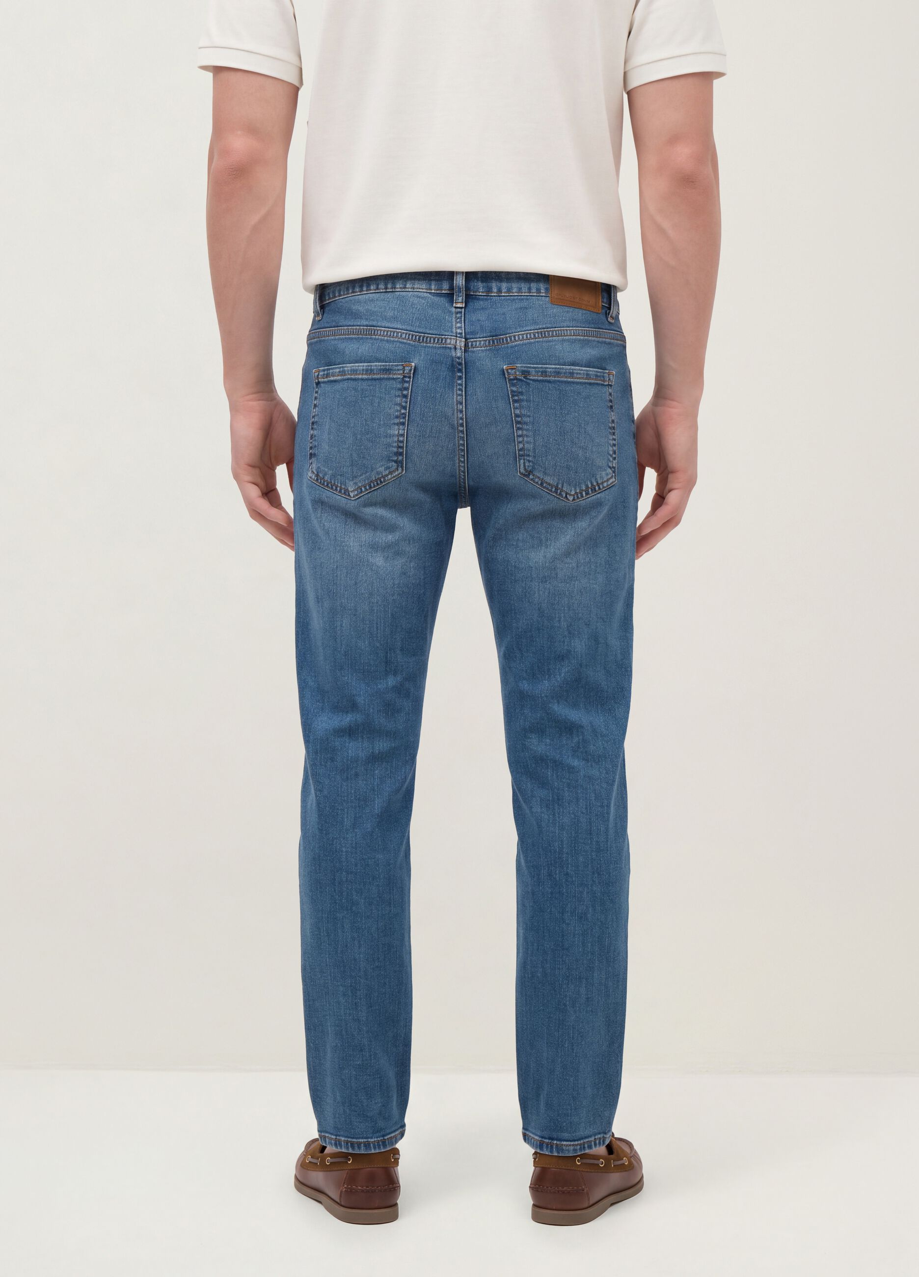 Blue denim stretch cotton jeans, regular fit