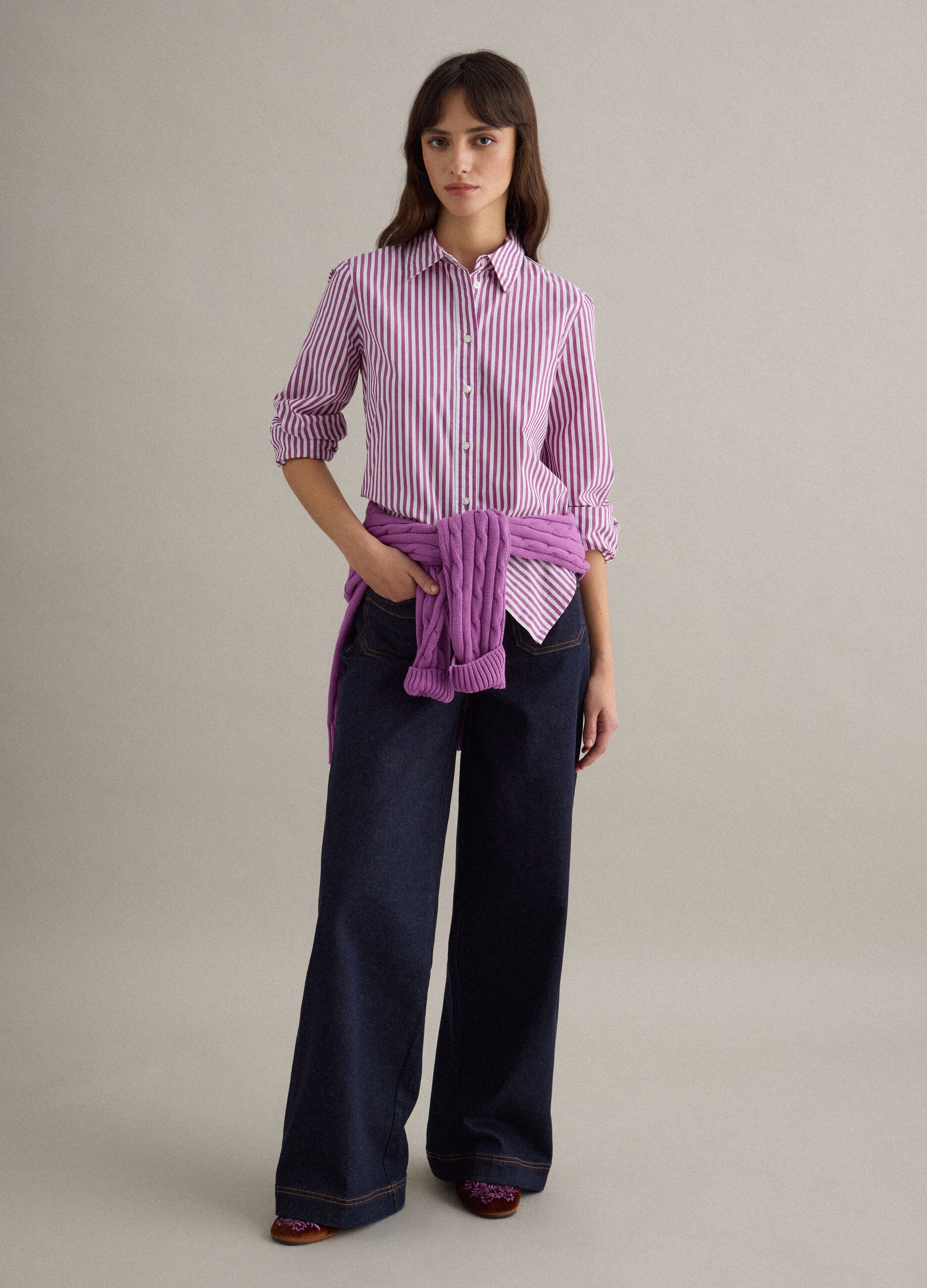 Pure cotton multicolour striped regular fit shirt
