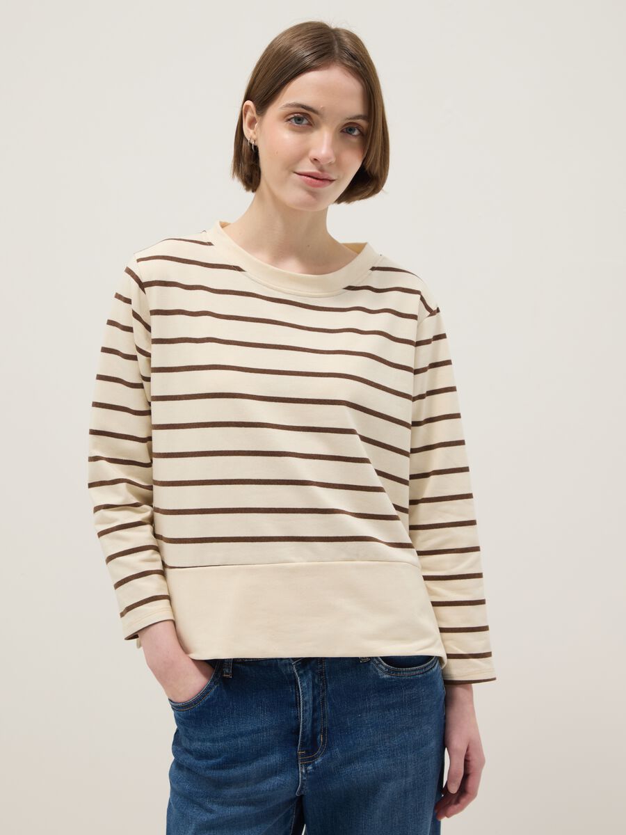 Multicolour striped stretch cotton blend sweater regular fit_0