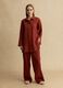 Red pure linen oversized shirt_0
