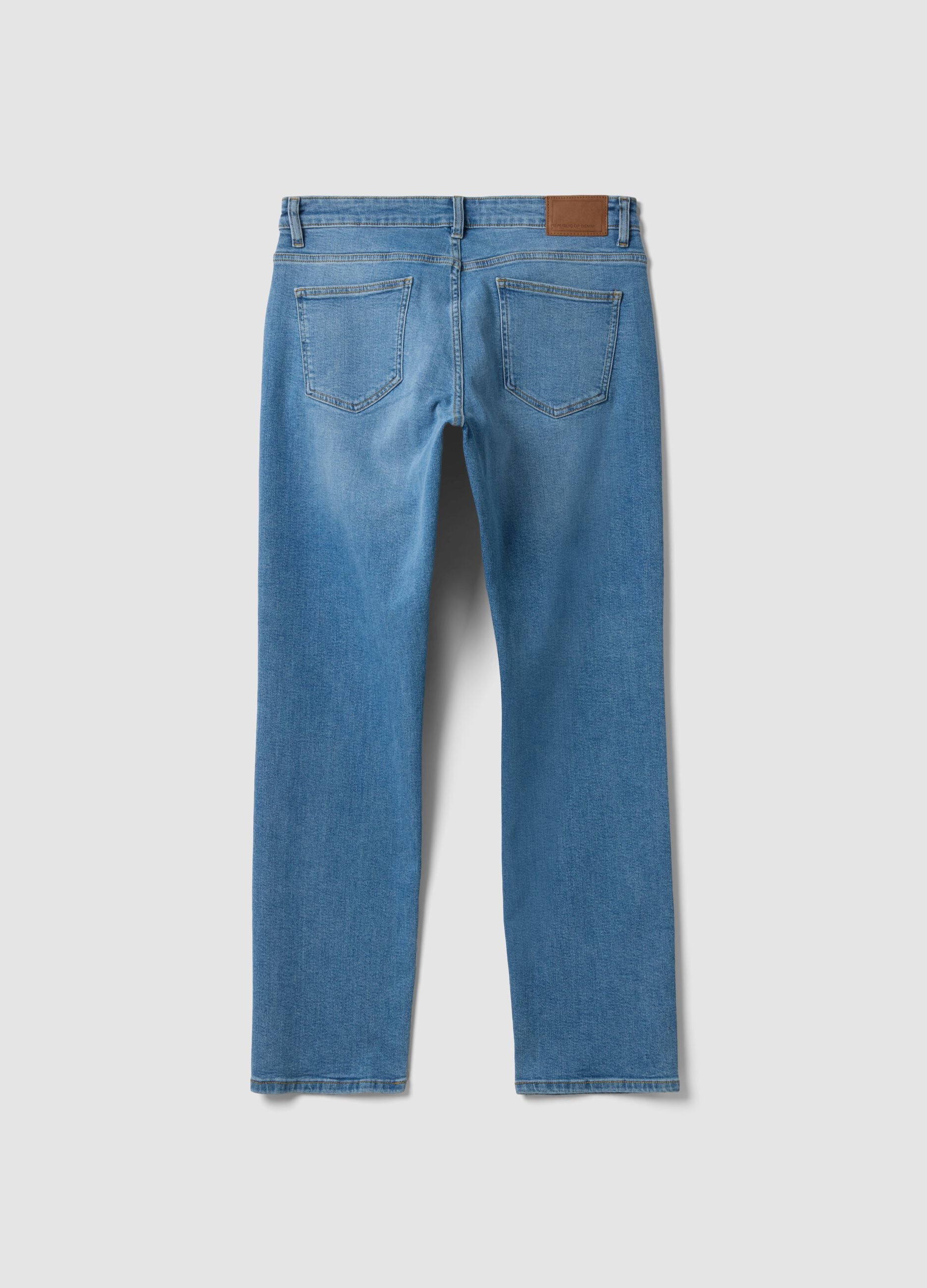 Light blue stretch cotton comfort-fit jeans
