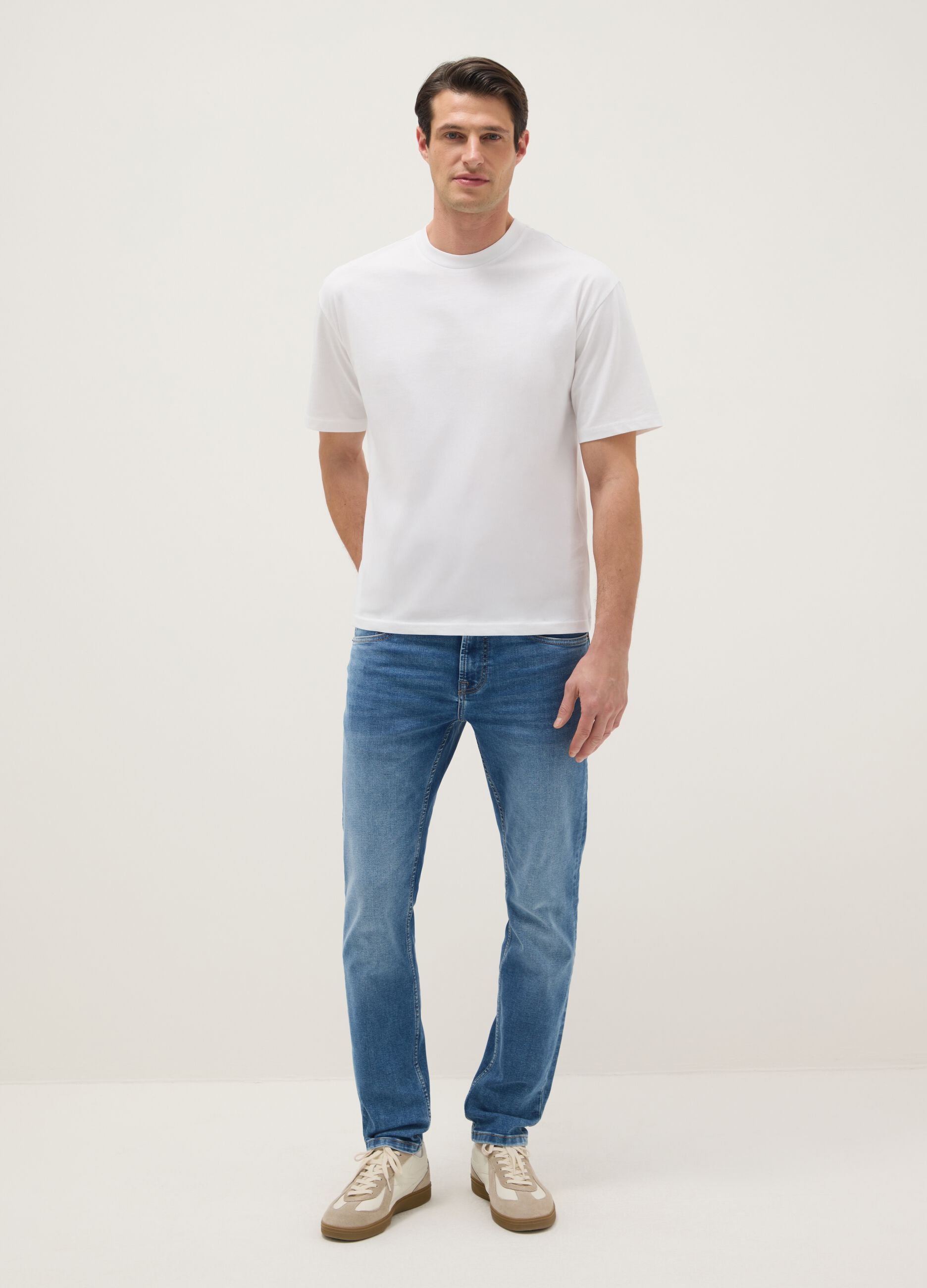White pure cotton relaxed fit T-shirt