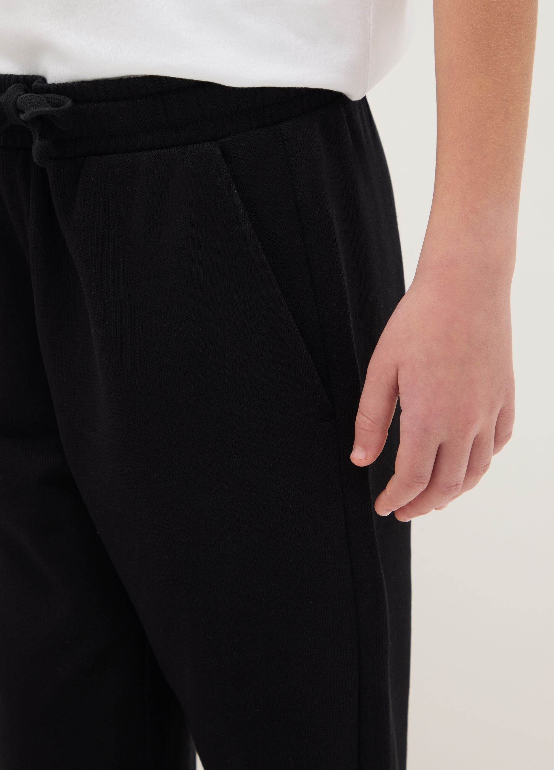 Boys' Black Cotton Joggers - Regular Fit