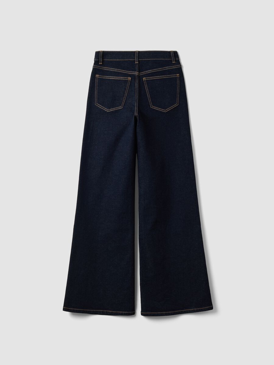 Blue wide-leg jeans in stretch cotton_5