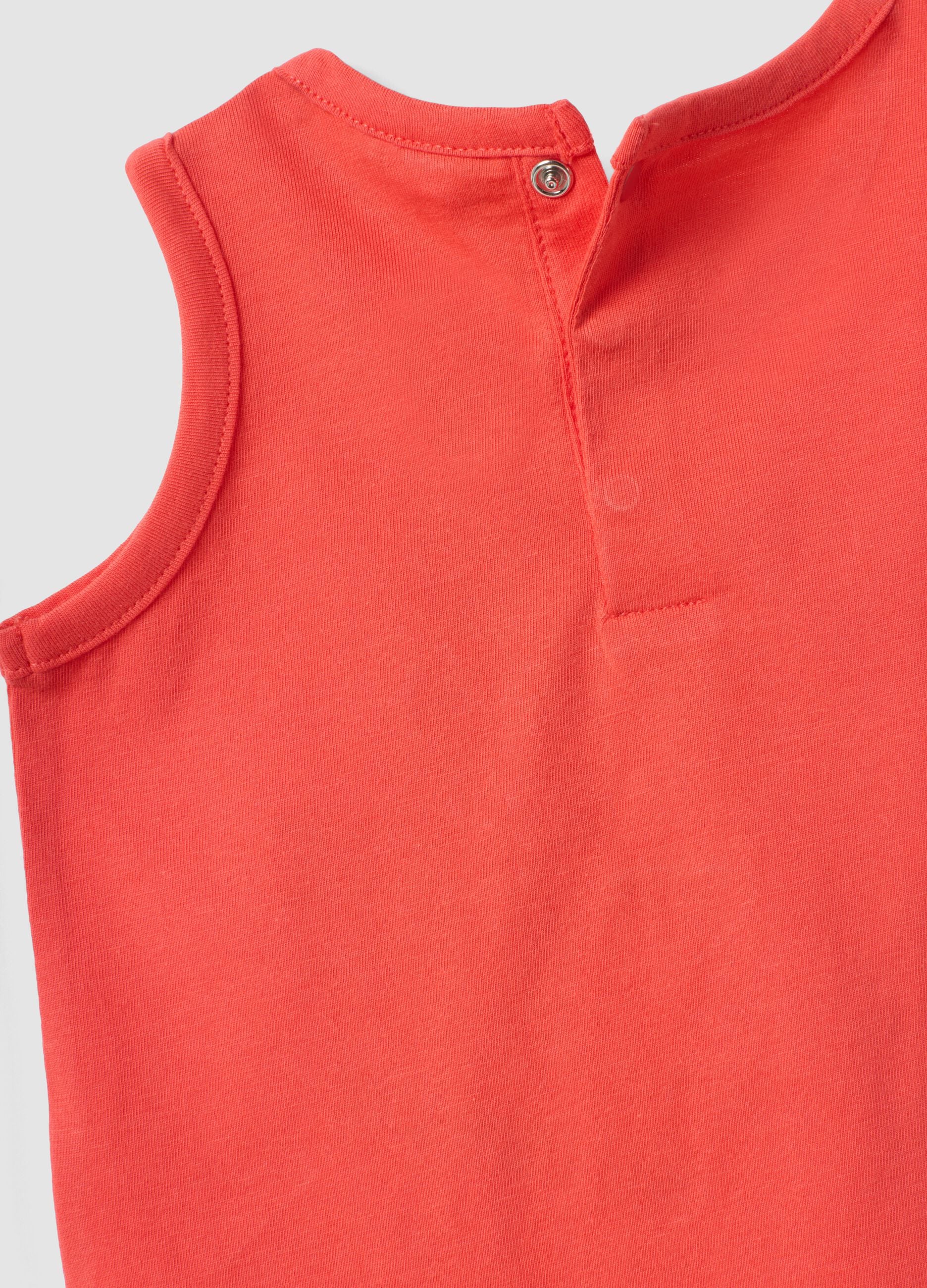 Red pure cotton vest top with print