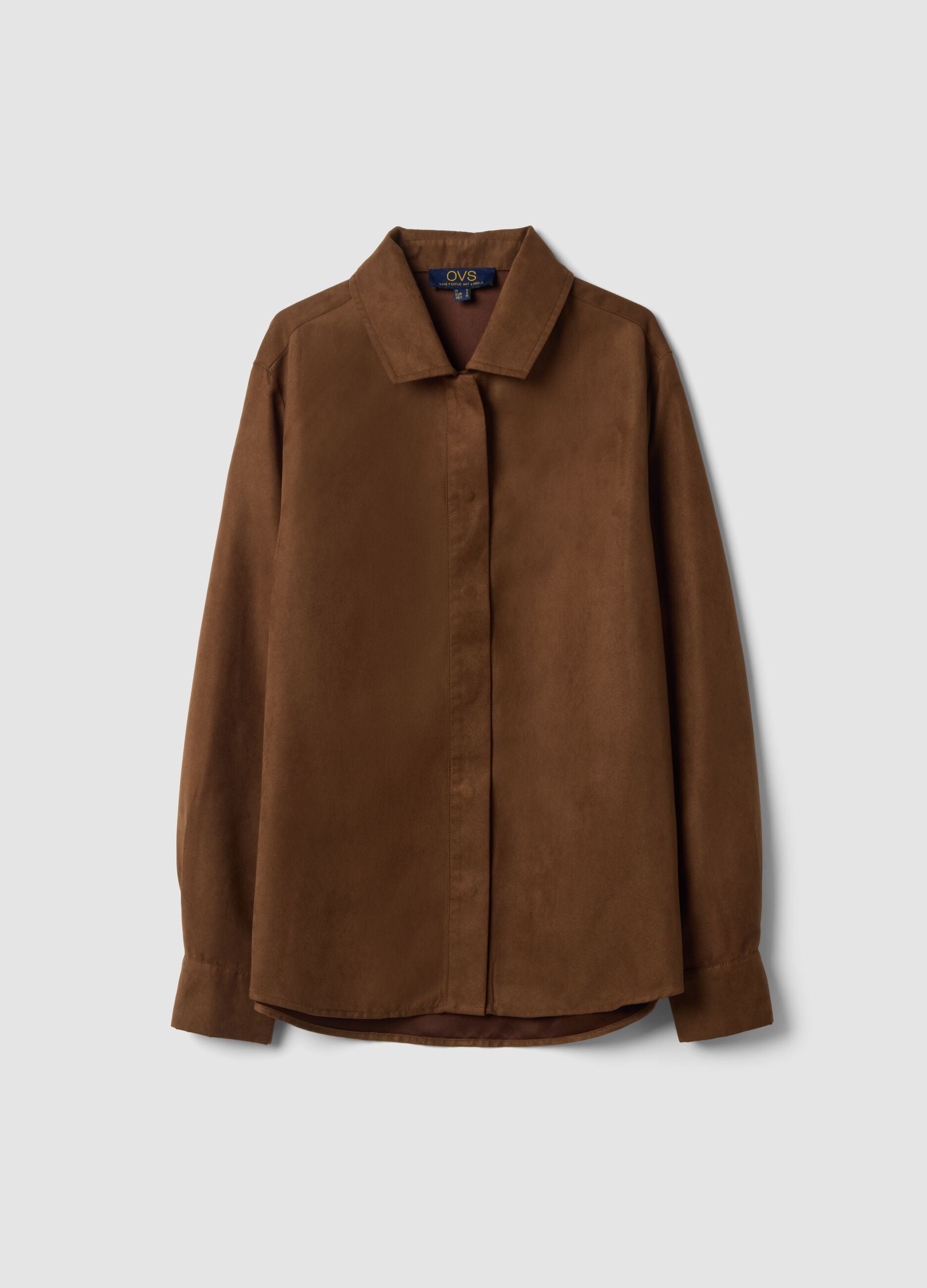 Brown regular-fit shirt with classic collar