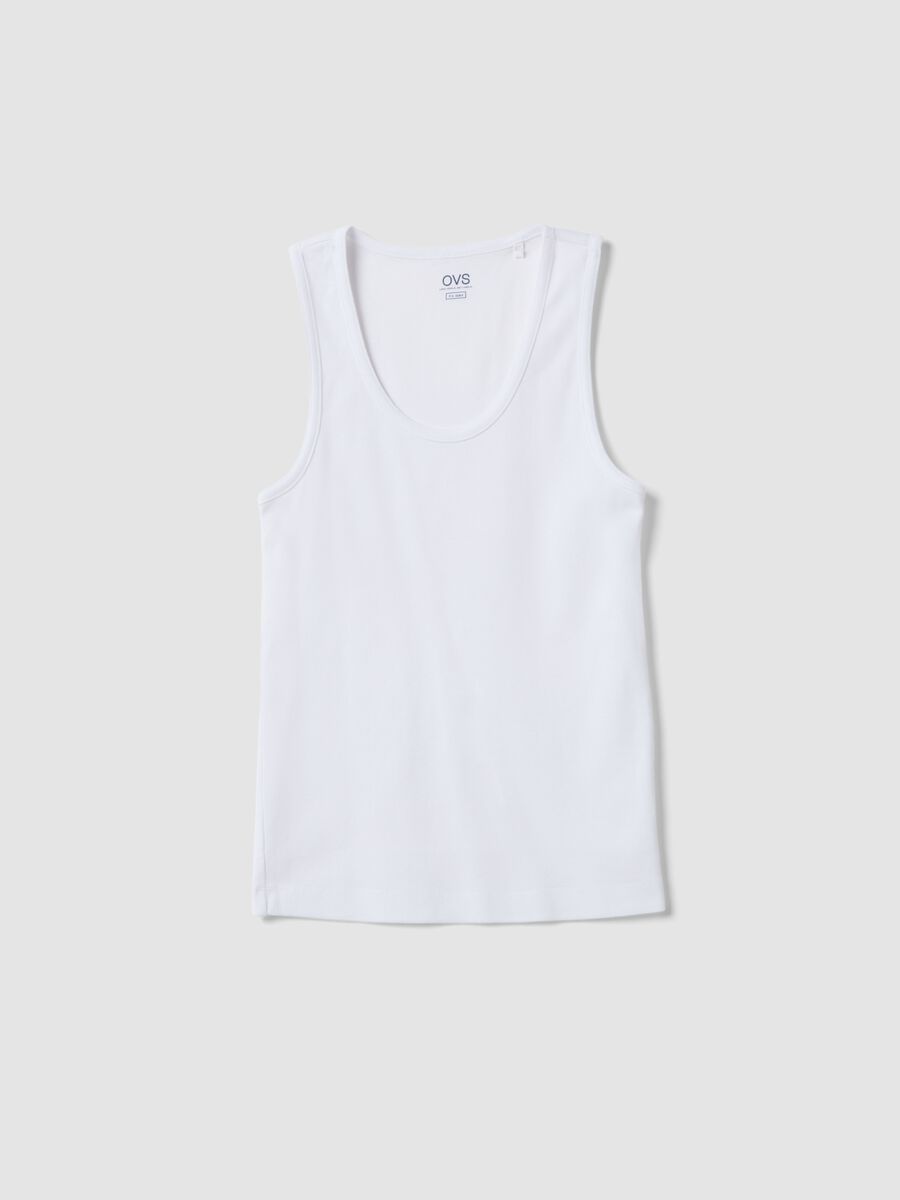 White pure cotton vest top, regular fit_4