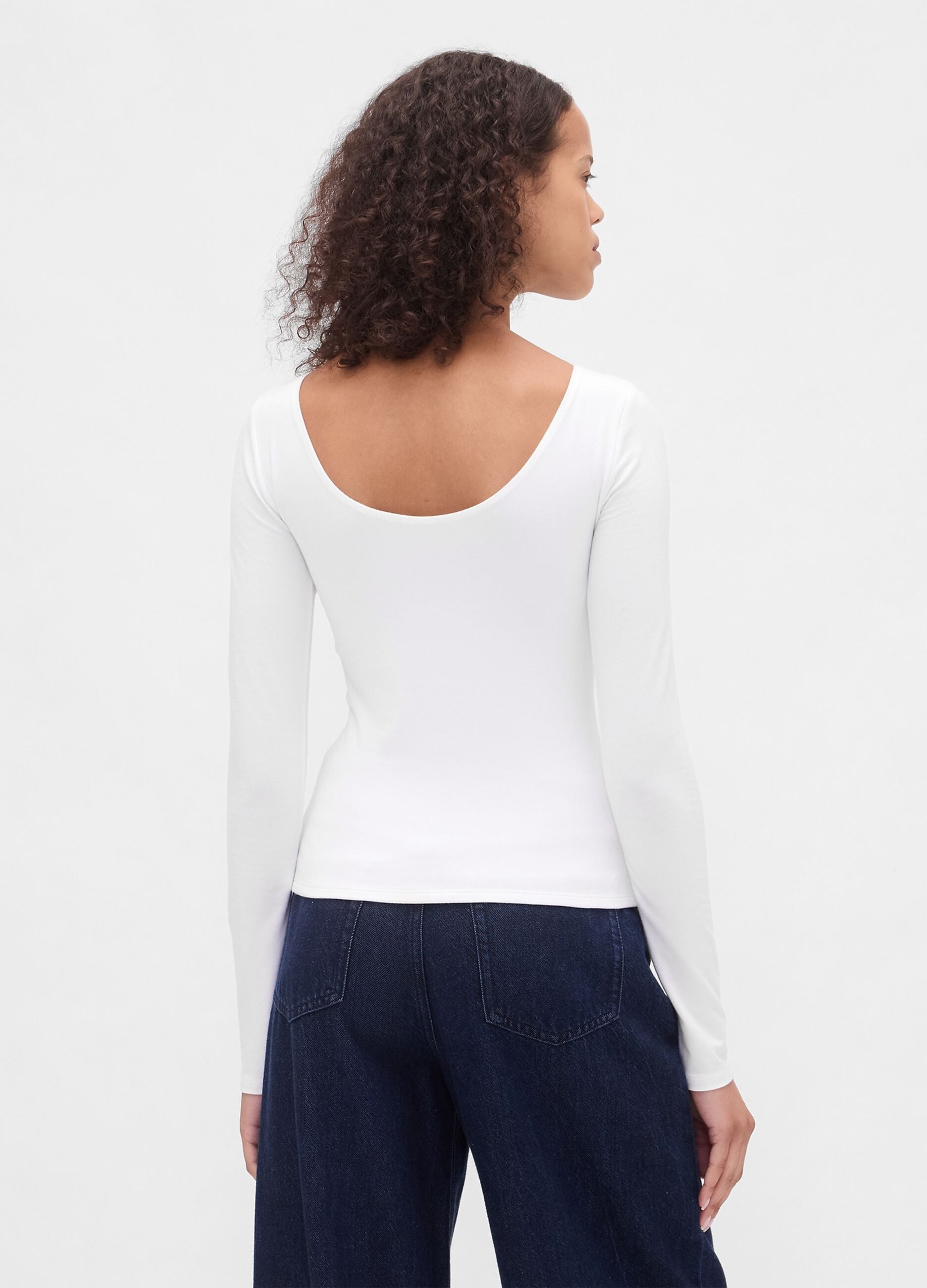White Stretch Long Sleeve Top