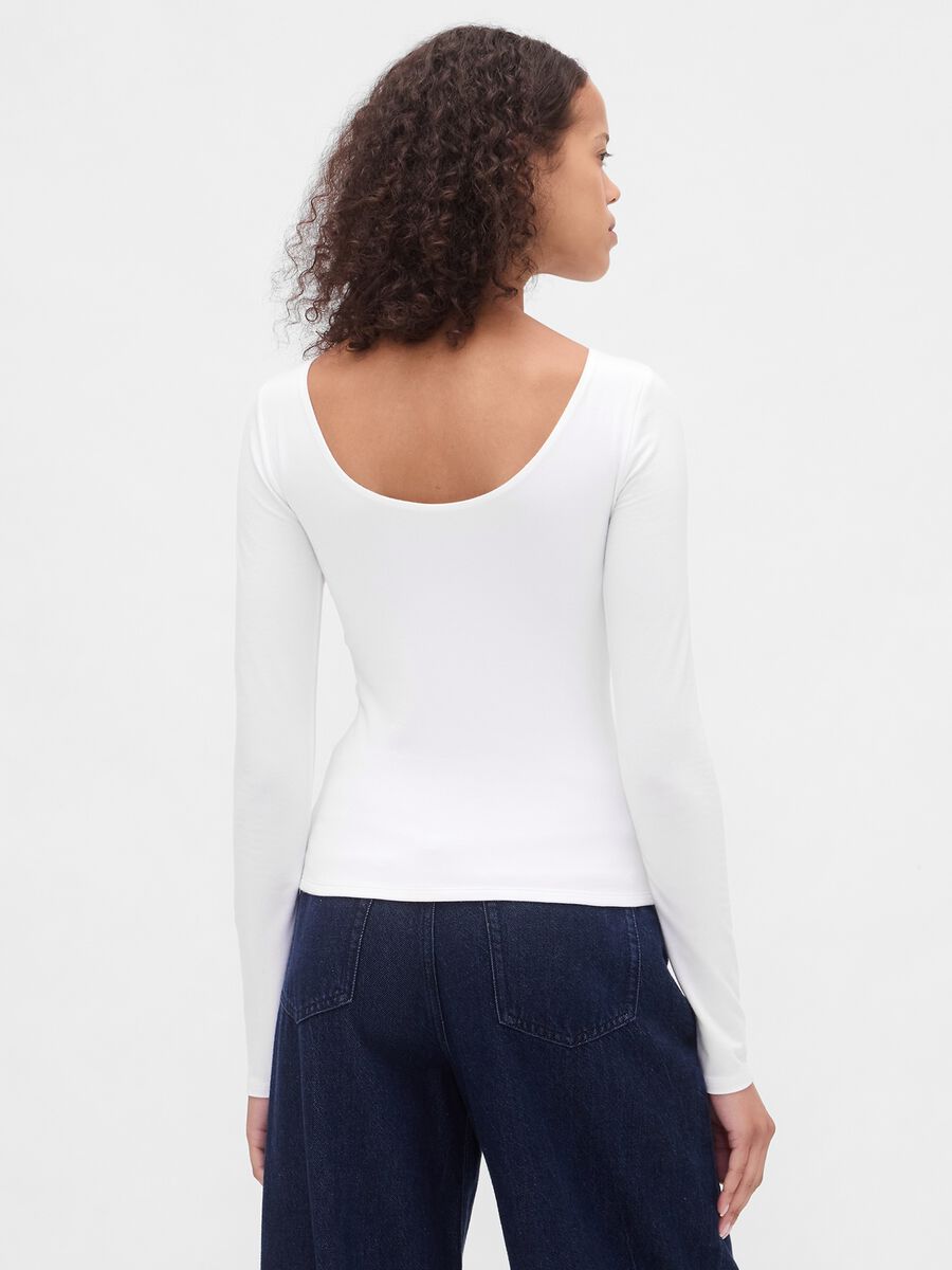 White Stretch Long Sleeve Top_1