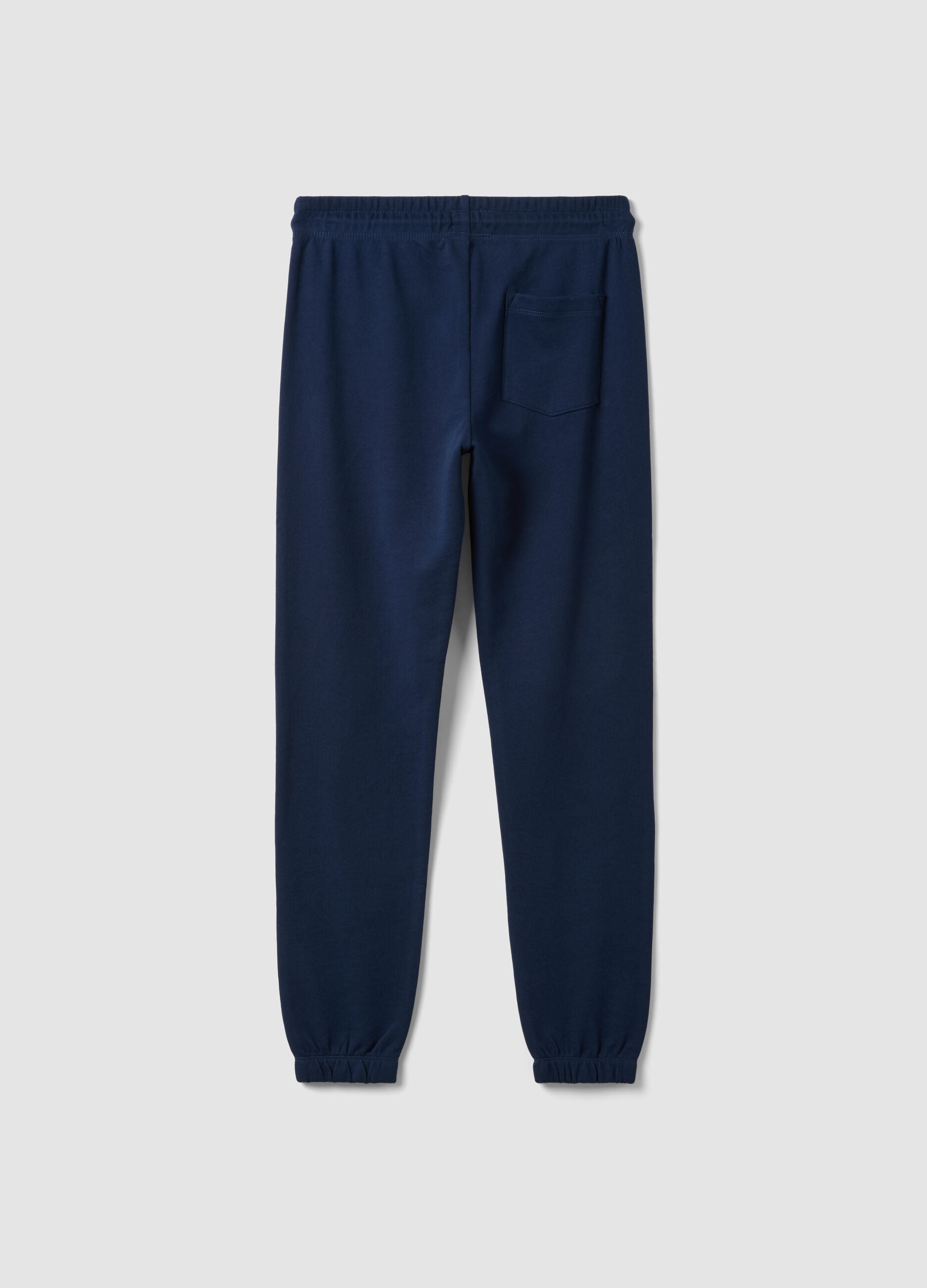Blue pure cotton joggers with college print for boys