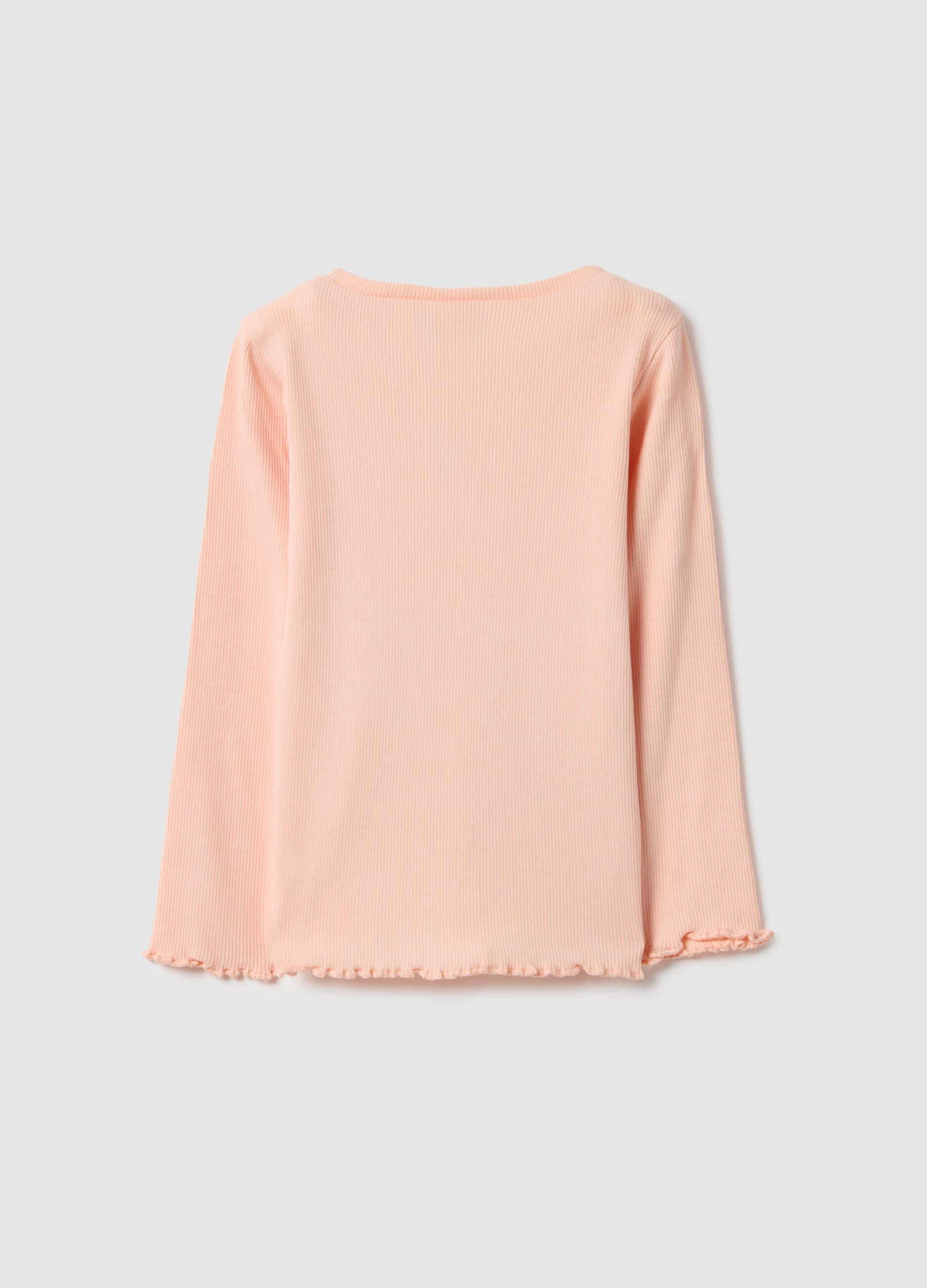 Pink long sleeve girls' t-shirt in regular fit cotton blend