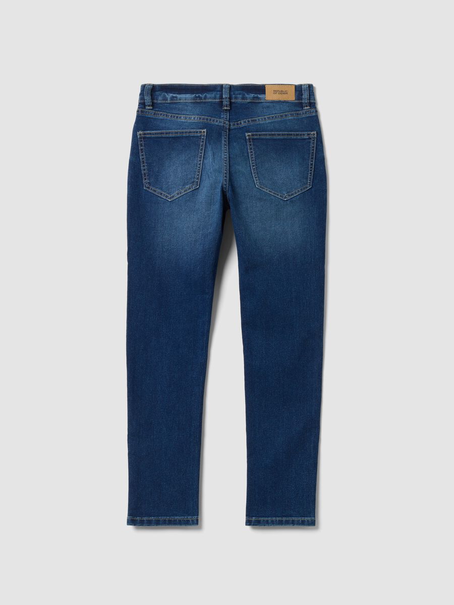 Boys' blue slim-fit stretch cotton jeans_1