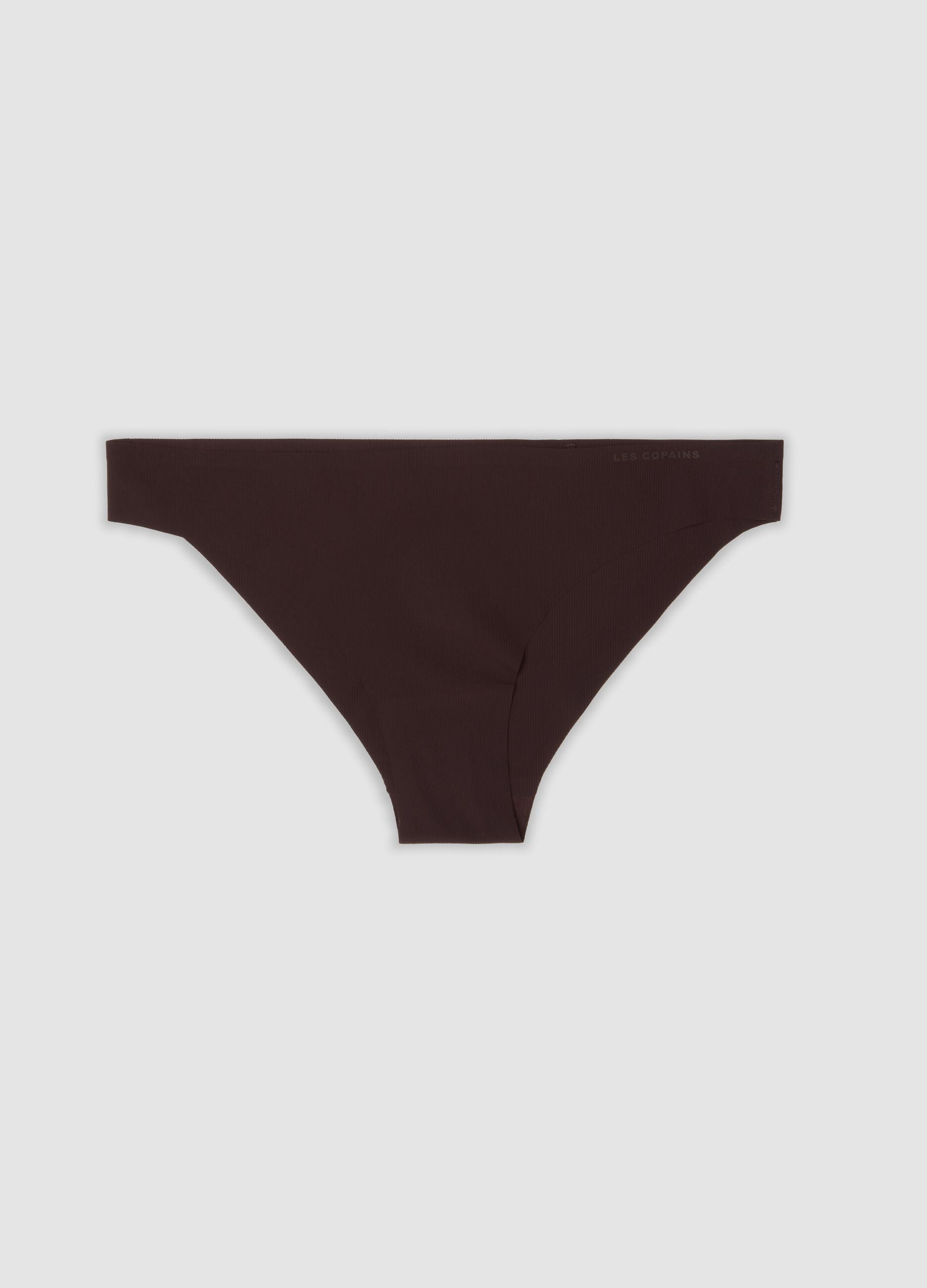 Brown ribbed stretch microfibre briefs