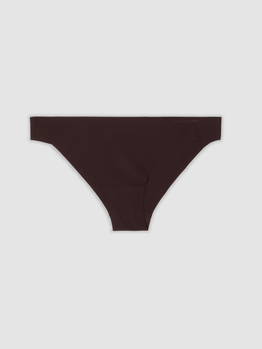 Brown ribbed stretch microfibre briefs_0