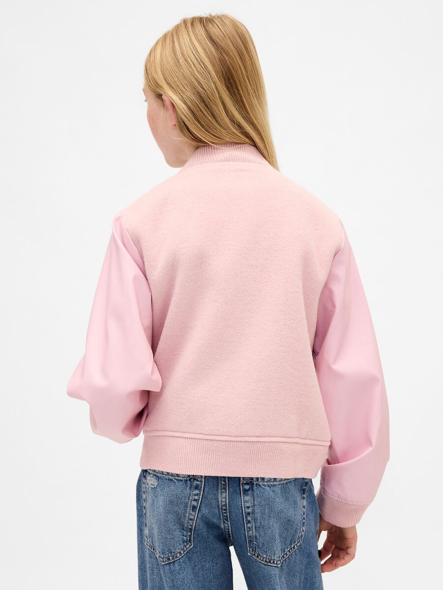 Pink bomber jacket in wool blend and synthetic fibres_1