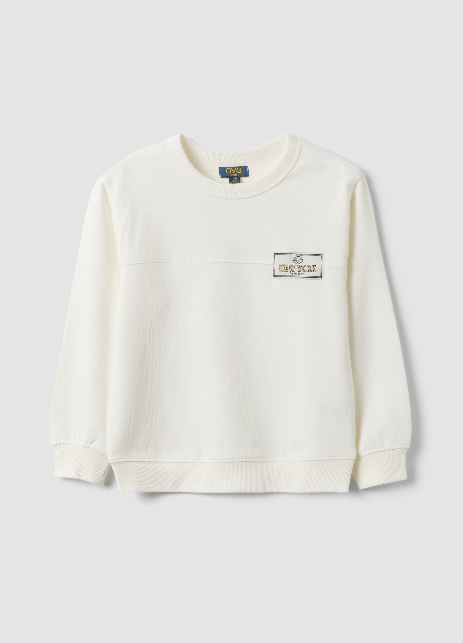 White relaxed-fit pure organic cotton sweatshirt with print for boys