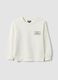 White relaxed-fit pure organic cotton sweatshirt with print for boys_0