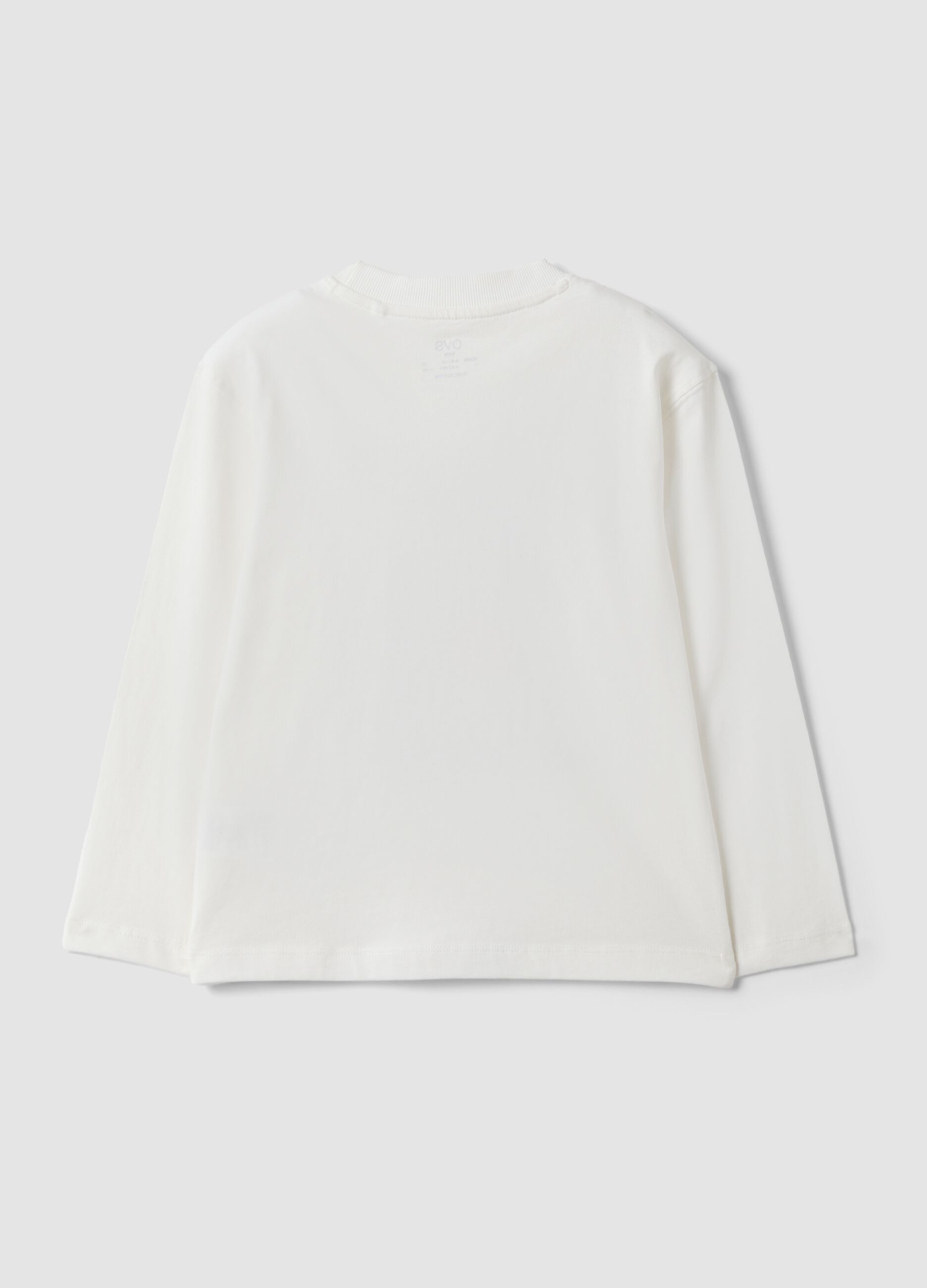 White pure cotton oversized fit T-shirt with skate print for boys