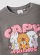 Girls&rsquo; grey stretch cotton T-shirt with capybara print_2