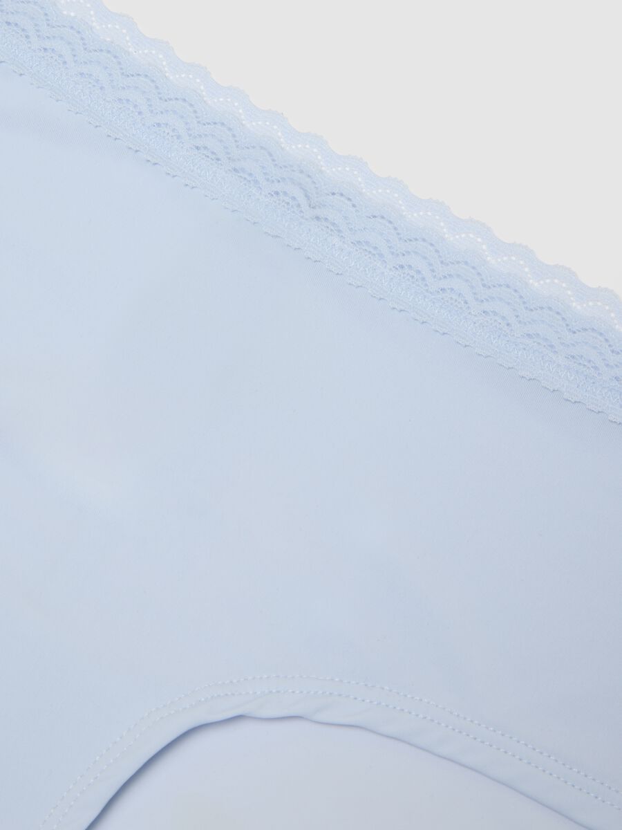 Blue cotton regular fit briefs with lace_5