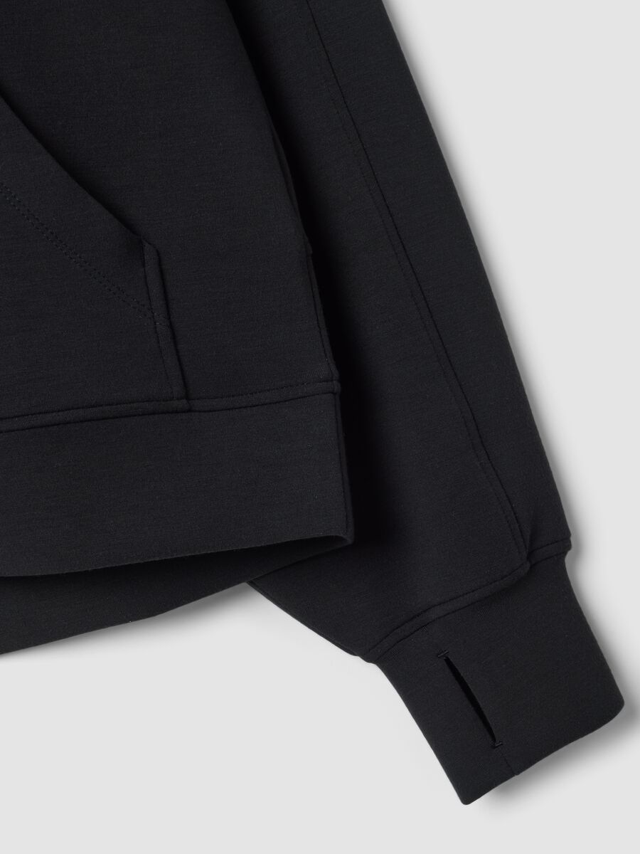 Black hooded sweatshirt in stretchy viscose jersey, regular fit_5