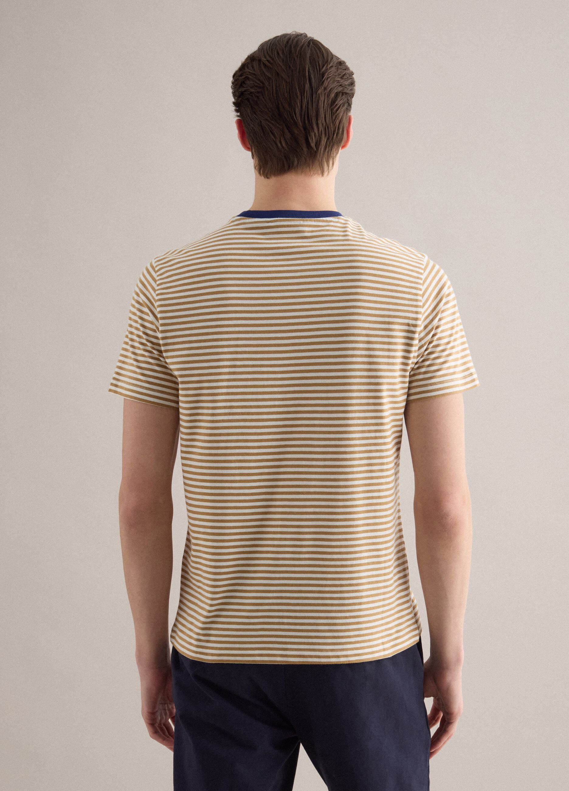 Multicolour striped pure cotton t-shirt regular fit