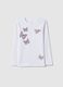 Girls' white pure cotton T-shirt regular fit with prints_0