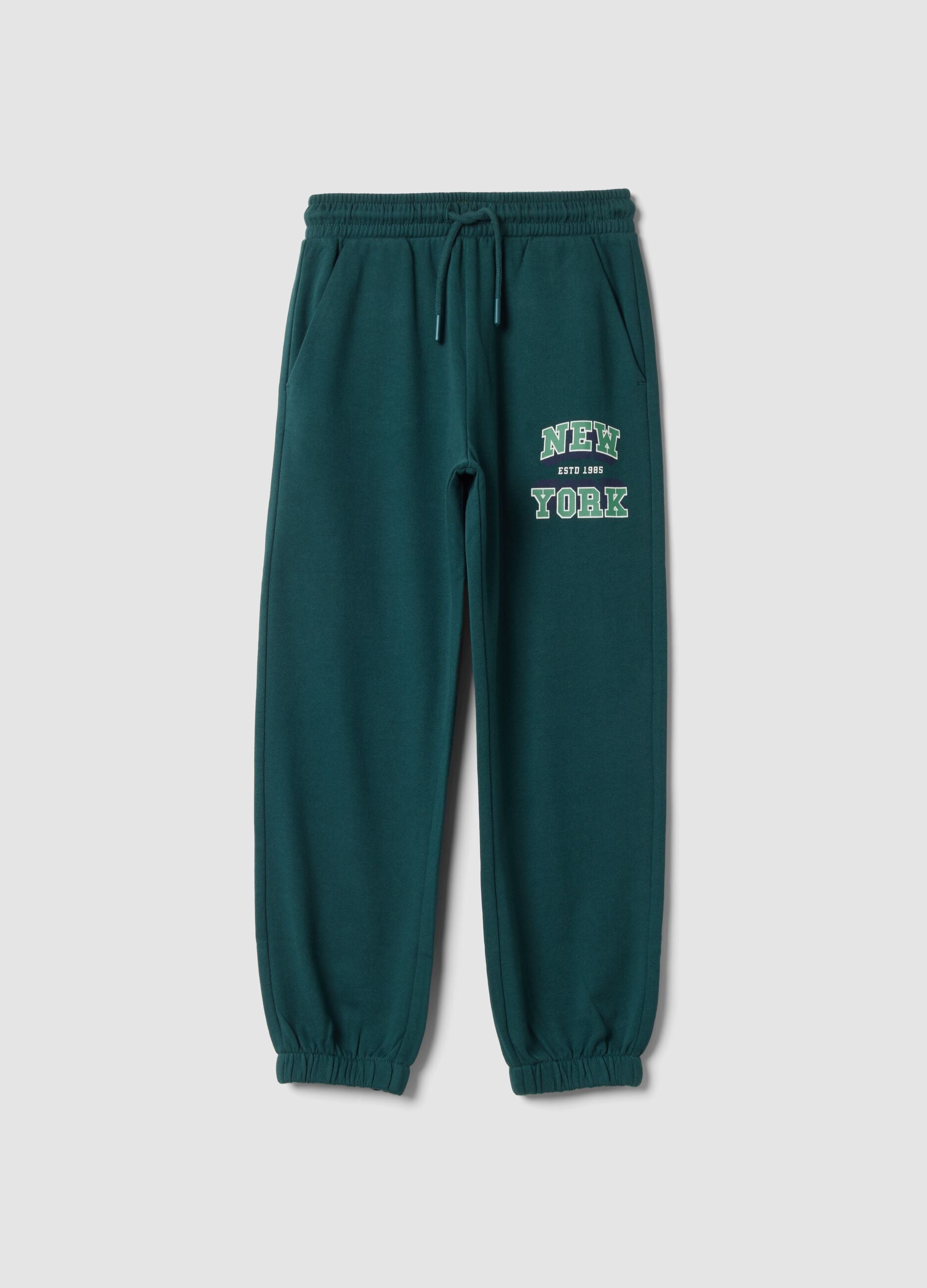 Green cotton and viscose blend joggers