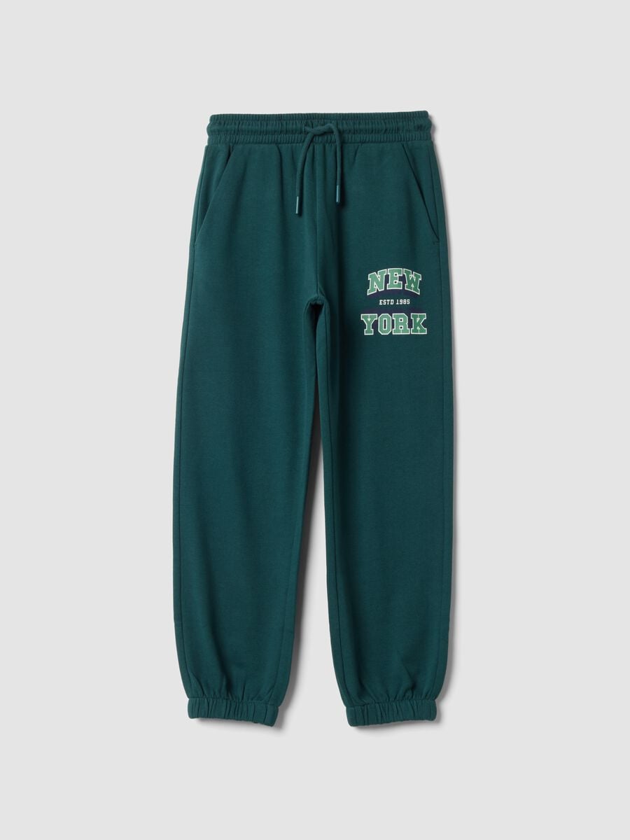Green cotton and viscose blend joggers_0